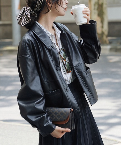 BLANC FICELLE レザージャケット ライダース フェイクレザー