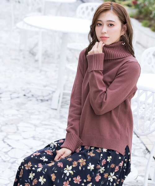 Tiaclasse ニット セーター 「洗える」もっちり柔らかいリブタートル