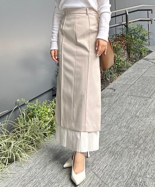 anuans（アニュアンス） スカート レイヤードアシメスリットスカート