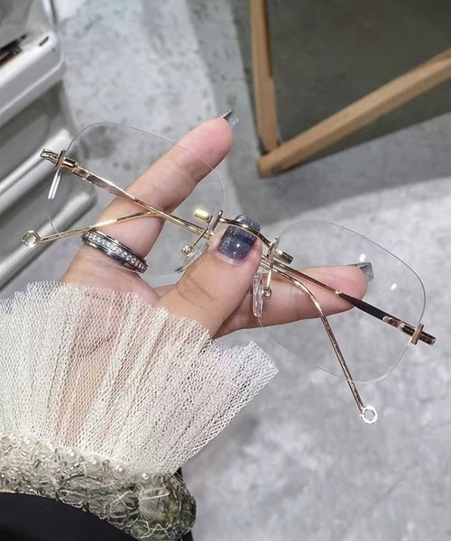 c.u.l 伊達メガネ メガネ 眼鏡 シンプル フレームレス リムレス メガネ