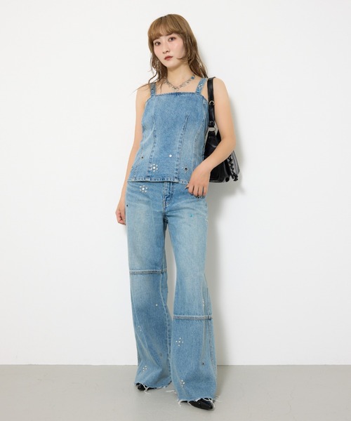 SLY（スライ） ジーンズ デニム デニムパンツ STUDS SEAM DESIGN FLARE