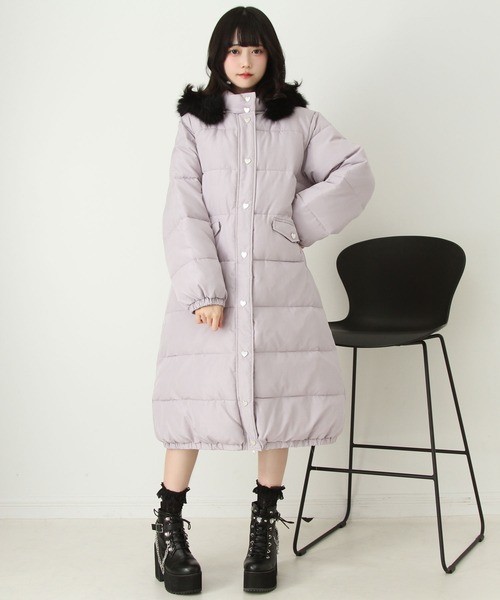 DearMyLove ダウンコート ダウンジャケット ファー付きハートスタッズ