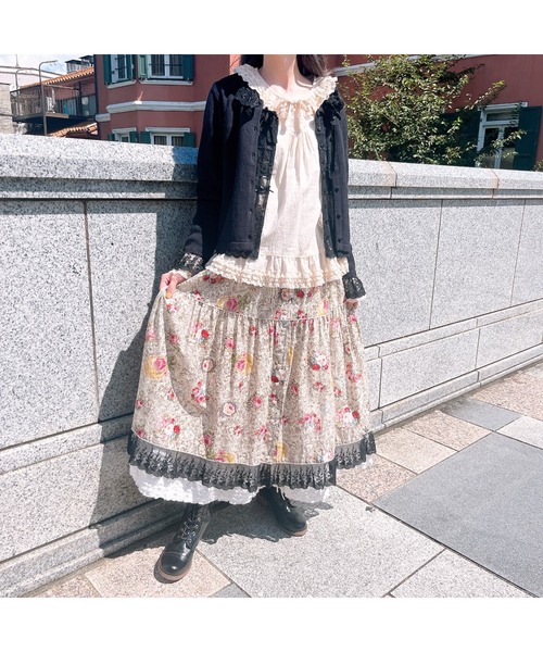 PINK HOUSE（ピンクハウス） スカート レースフラワープリントスカート