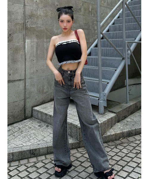 Darich（ダーリッチ） チェックドッキングリボンベアトップ レディース