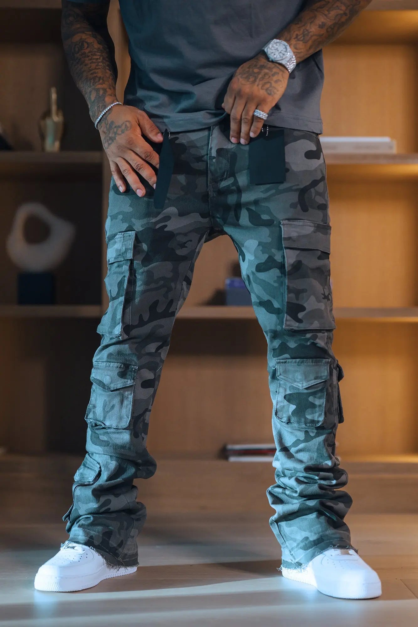 Vortex Cargo Stacked Denim (Black Camo) – Zamage