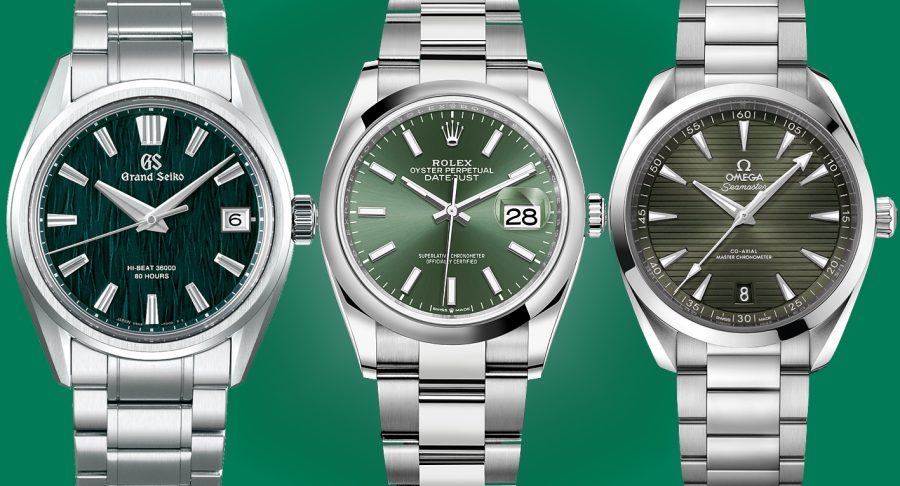 40代にオススメ オンオフ使えるグリーン文字盤 3針デイト防水時計 3選