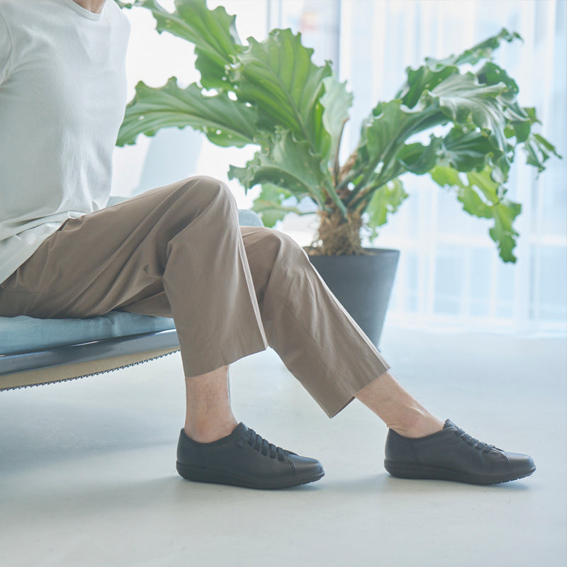 アキレス・ソルボ C 563 黒｜牛革3E ゴム紐スリッポン｜メンズ