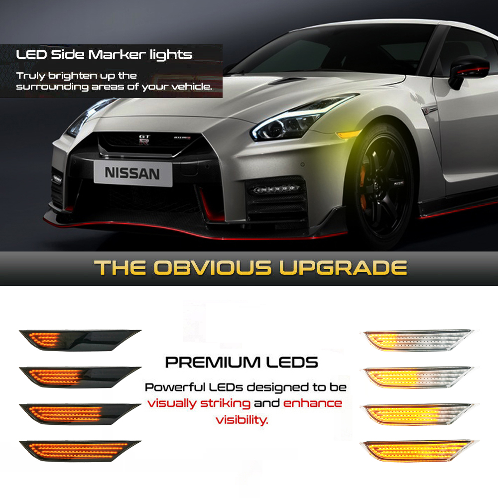 2x For Nissan GT-R LED Dynamic Side Marker Lights For Nissan R35