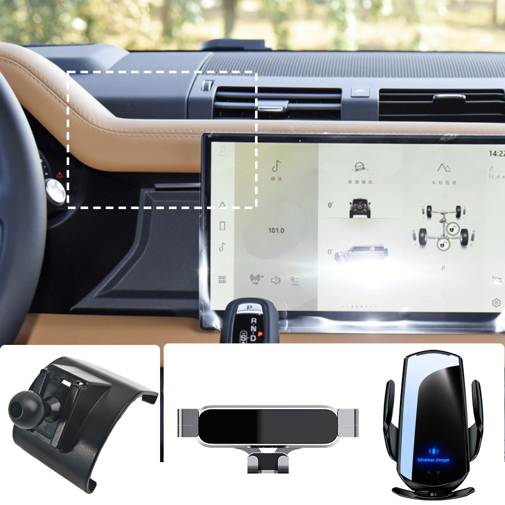 ランドローバーディフェンダー用の車の携帯電話ホルダー、ワイヤレス