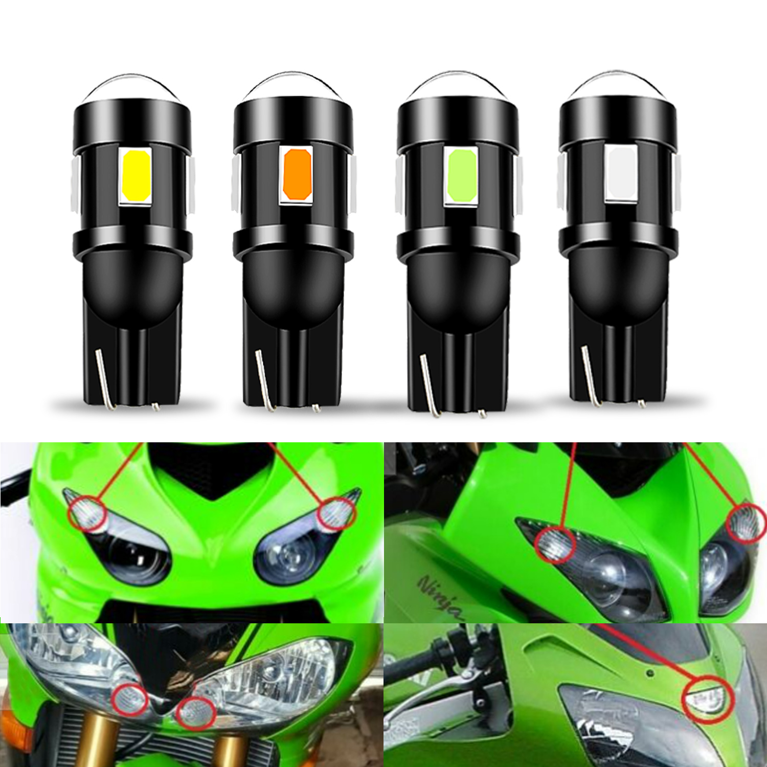 2Pcs W5W LED Motorcycle Position Parking for Kawasaki zx-14r zx14r