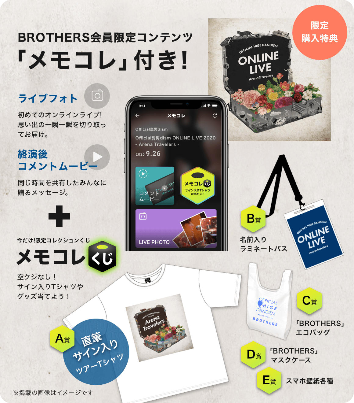 オンラインライブ】FC会員限定チケット特典 「メモコレくじ」開始