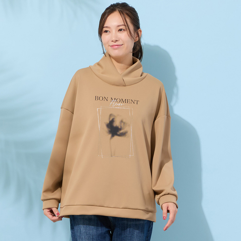 手洗いOK】フラワープリントハイネックトップ 56121608｜【アリノマ