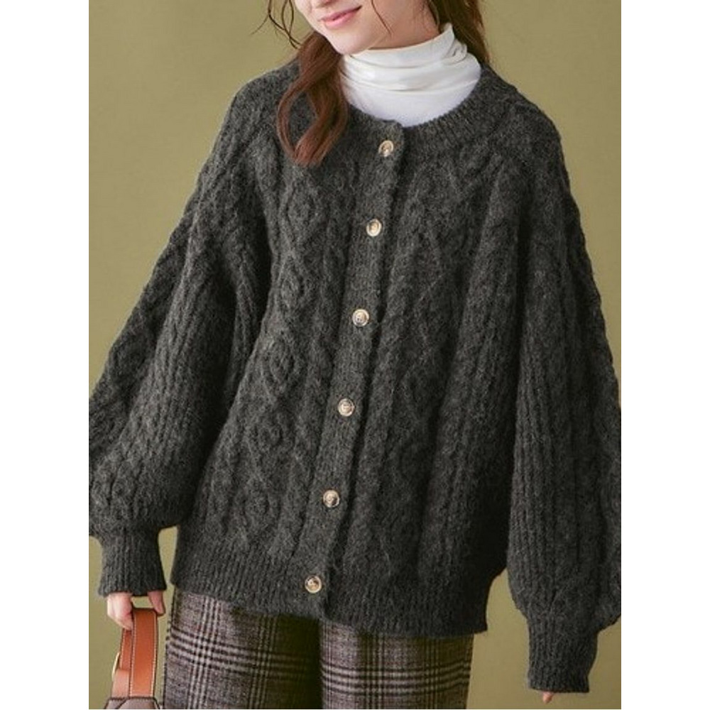 もちふわケーブル柄ニットカーディガン 大きいサイズレディース 271516