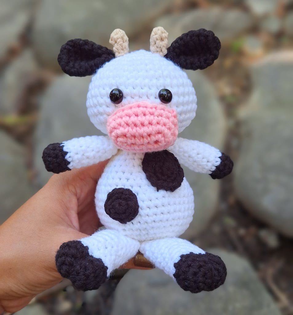 Adorable Mini Crochet Cow - Free Pattern - Amelia Makes