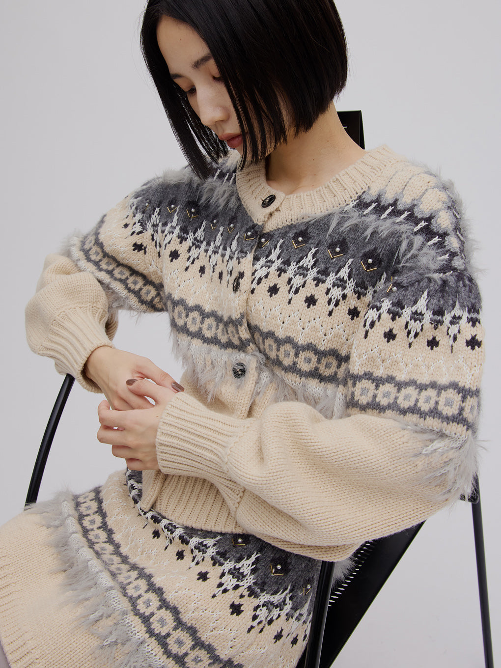 UND 2WAY LADY NORDIC KNIT CARDIGAN