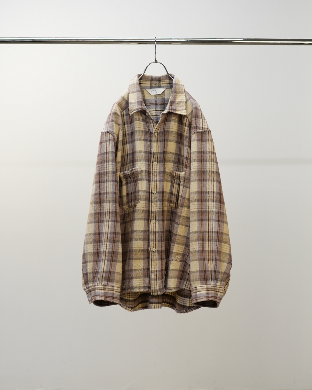 NEL CHECK OVER WORK SHIRT(IVORY) – ANCELLM