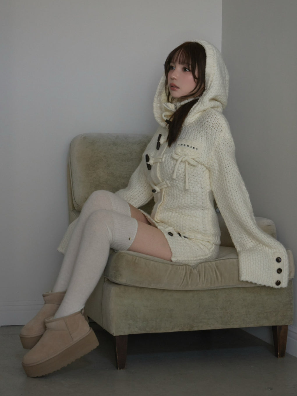 ANDMARY】Cable knit jacket set up