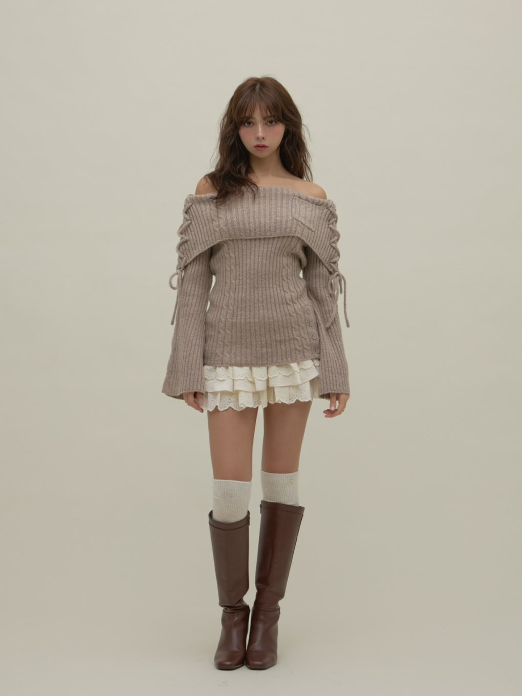 ANDMARY】Corrie lace knit set up