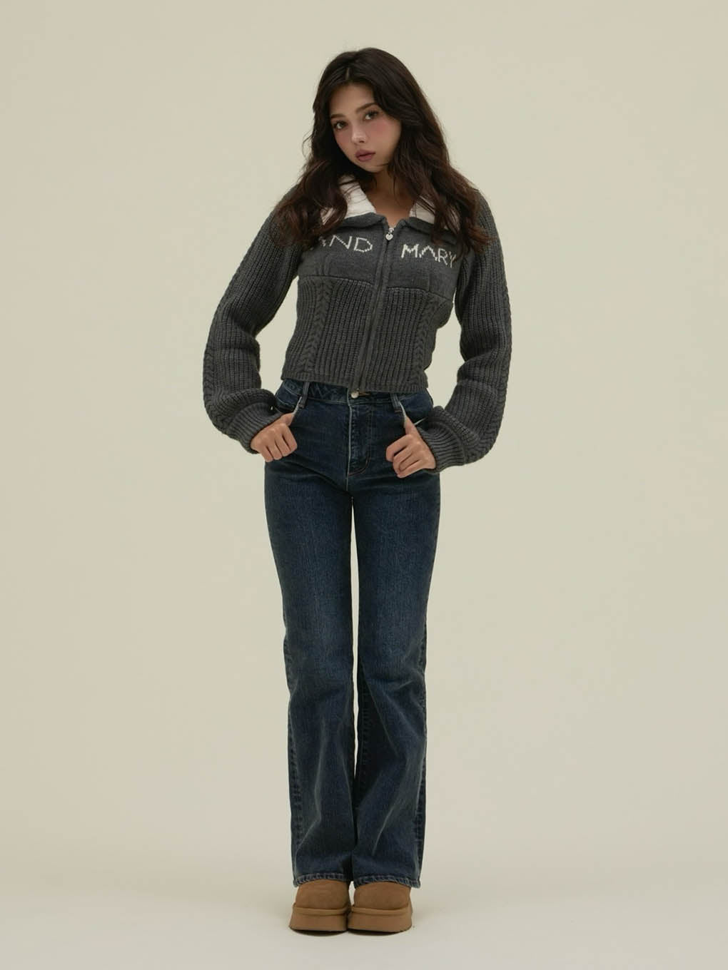 ANDMARY】Mary logo zip tops