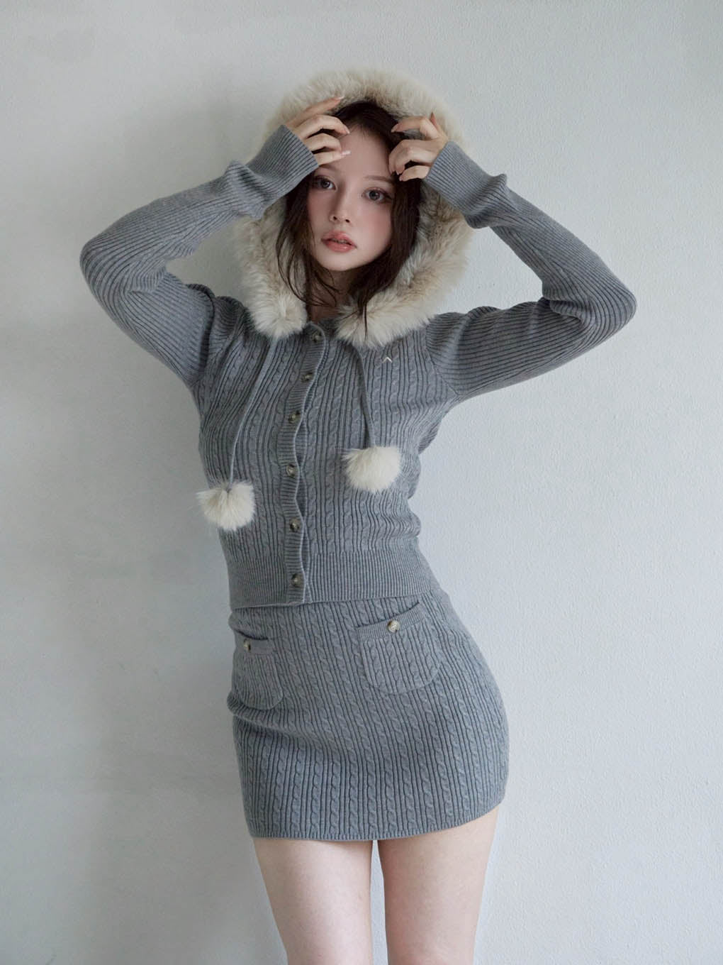 ANDMARY】Reo fur knit set up