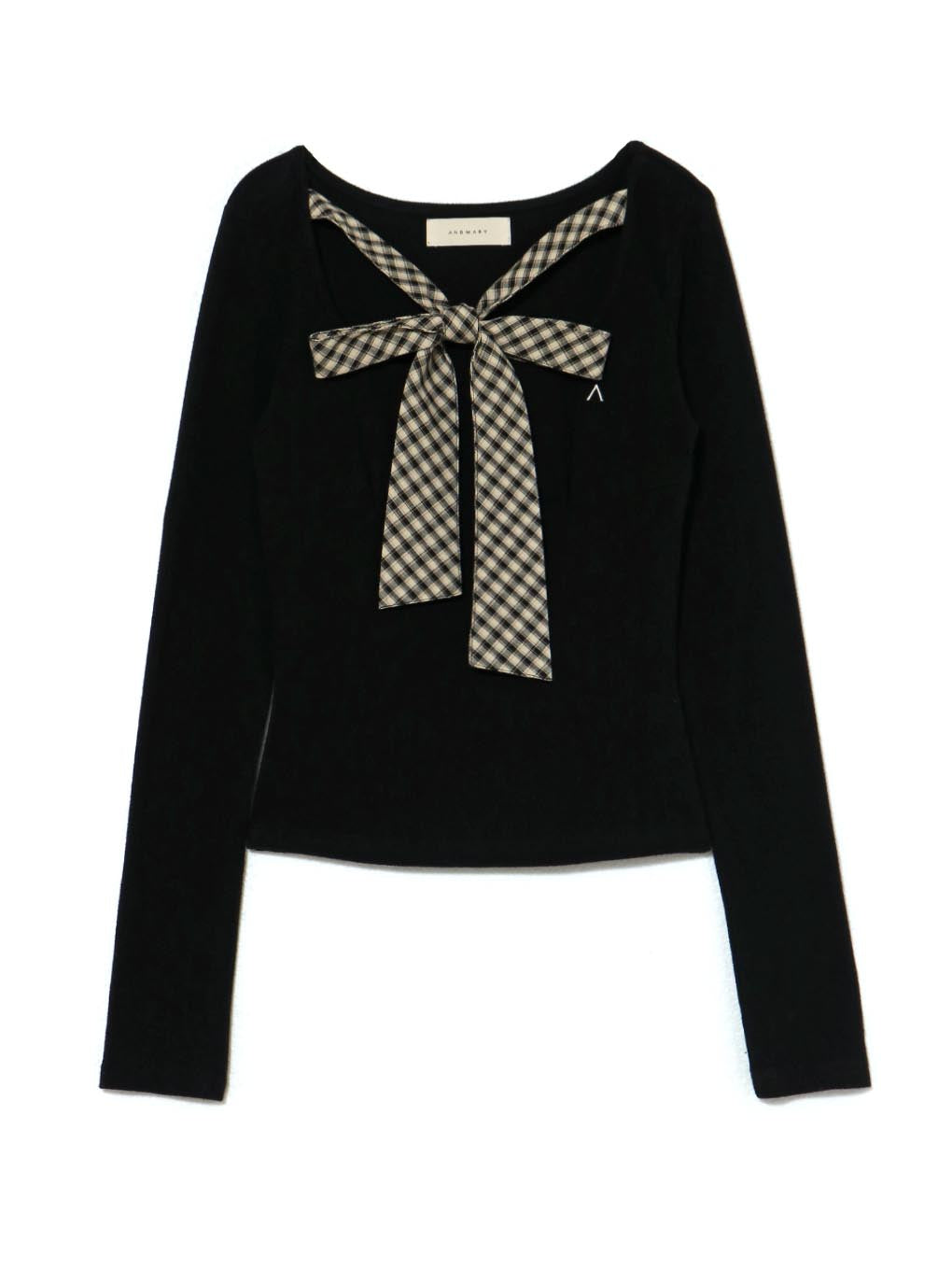 ANDMARY】Ami ribbon check tops