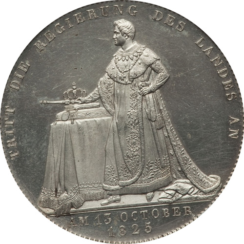 1825年ルートヴィヒ1世戴冠記念ターラー銀貨 | 古銭の森