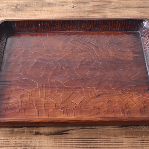 天然木製漆塗 讃岐彫 刳り貫き盆 会席膳 5客セット - 生活骨董と古布