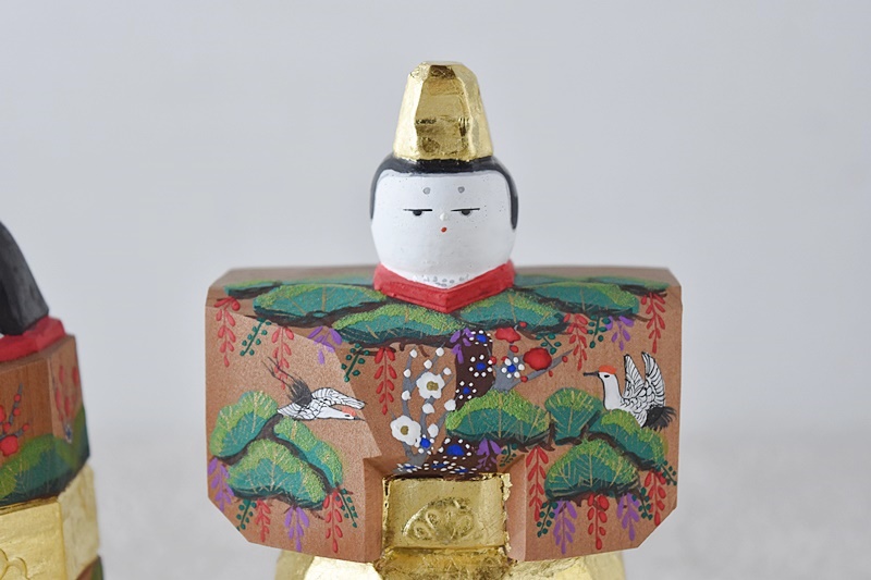 奈良一刀彫 雛人形 鎌田麦風 立雛 - 生活骨董と古布のアンティーク