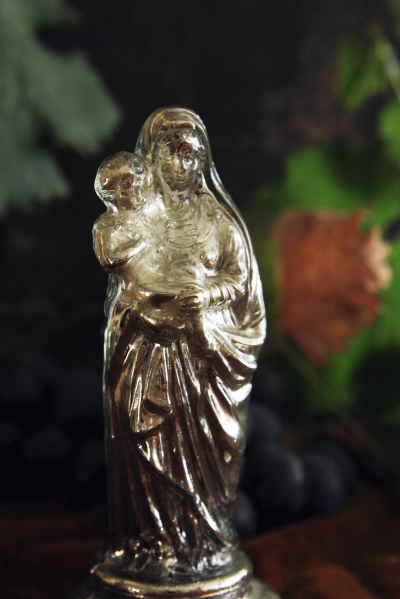 アンティークマーキュリーグラス 聖母子像 水銀ガラス フランス
