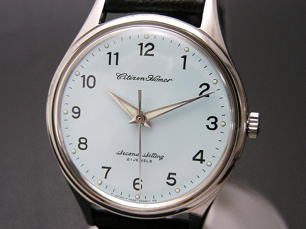 シチズンホーマー 鉄道時計 昭和56年 国鉄北釧 水色ダイアル 21石 手