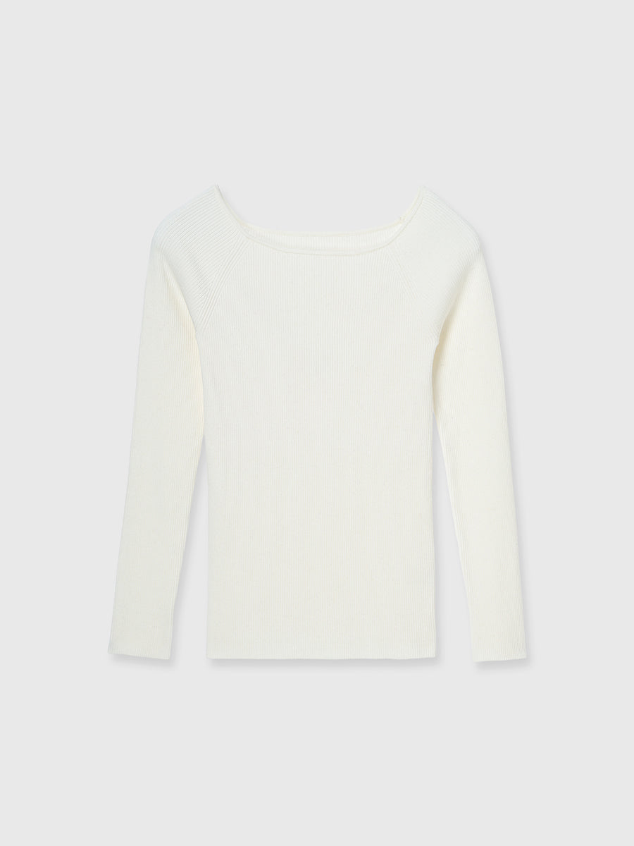 シルクカシミアブレンドボートネックニット