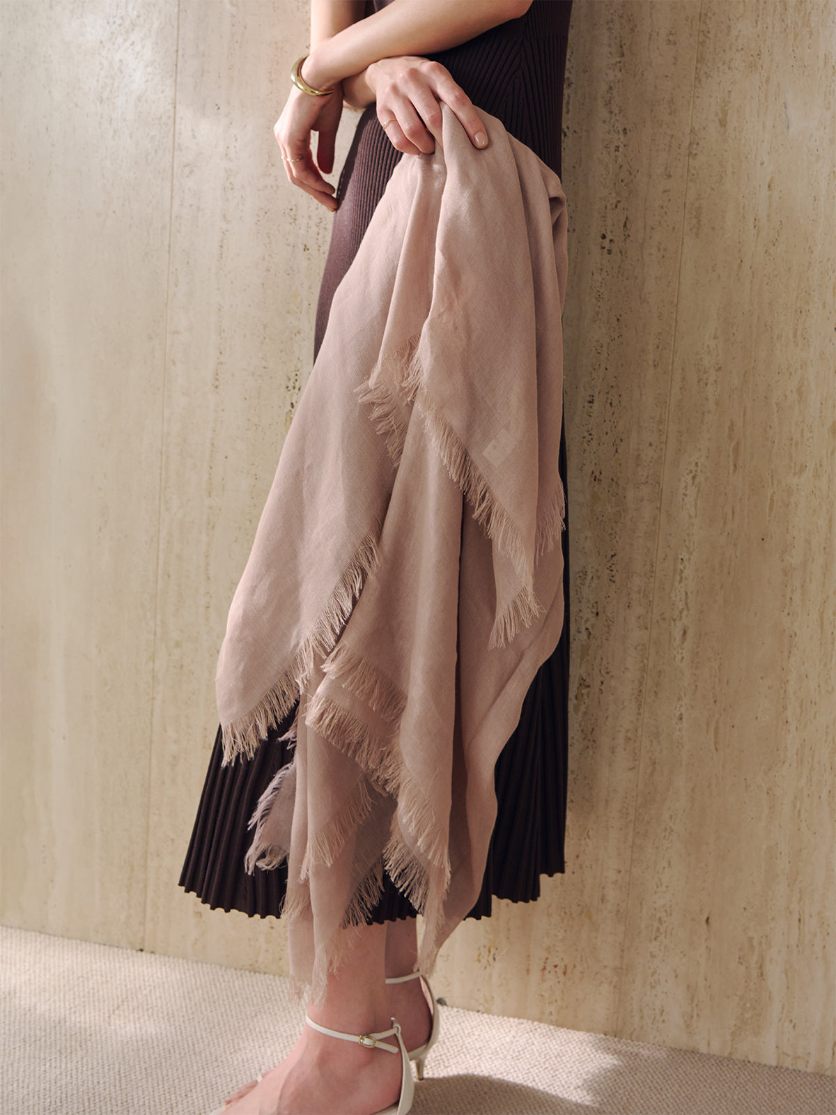 ASAUCE MELER】リネンモダールシルクメランジュソリッドストール