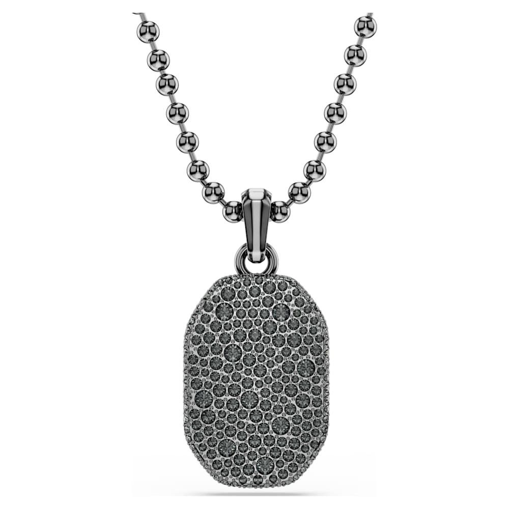 Dextera pendant, Octagon shape, Round cut, Black, Ruthenium plated