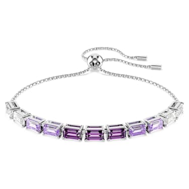 Matrix bracelet, Baguette cut, Purple, Rhodium plated | Swarovski