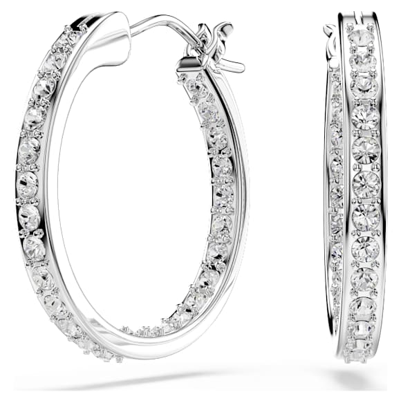Sommerset hoop earrings, White, Rhodium plated | Swarovski