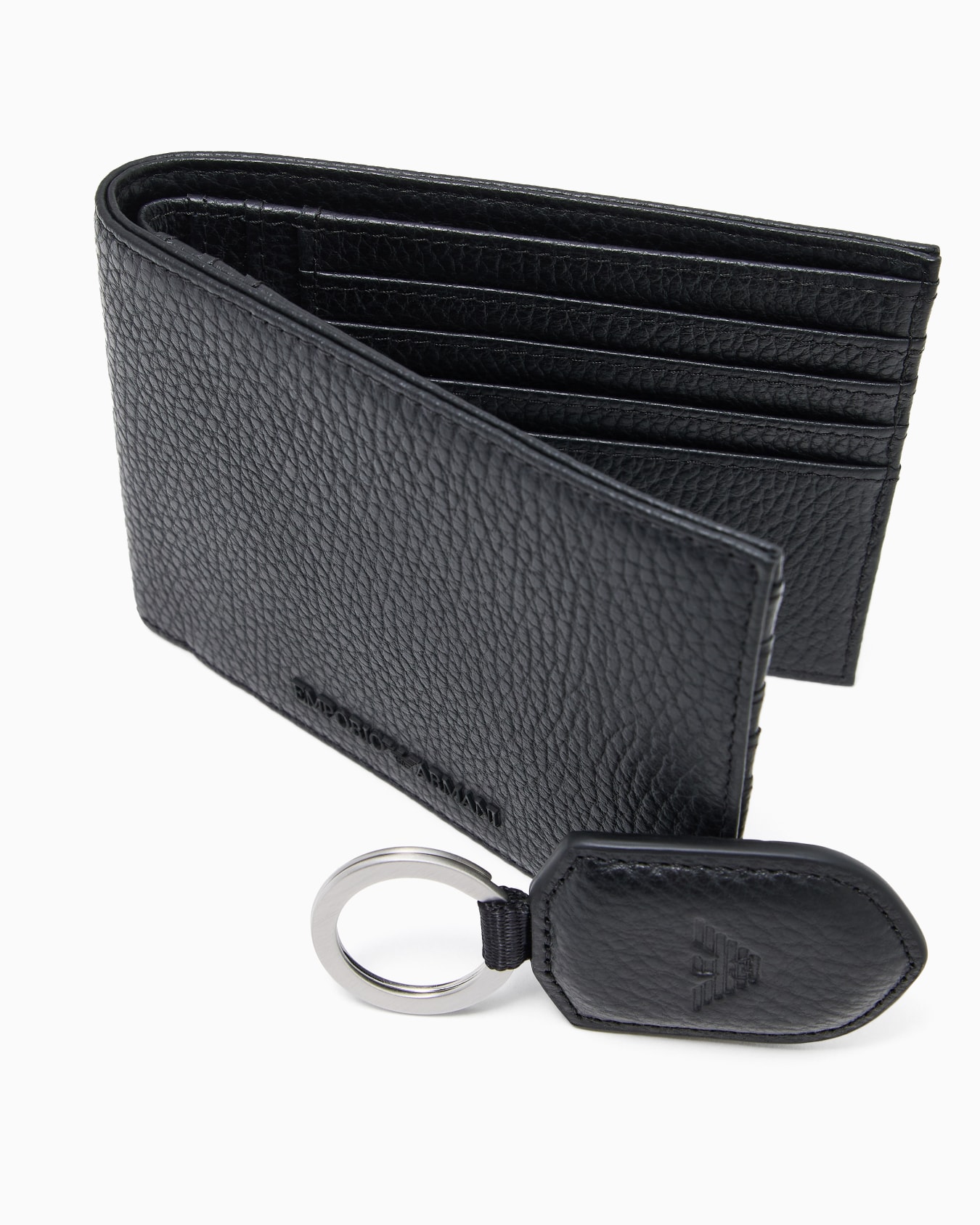 Gift box with wallet and keyring in tumbled leather | Emporio Armani