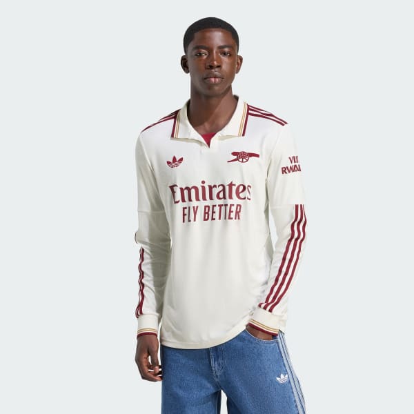 adidas Arsenal 25/26 Long Sleeve Third Jersey - White | Free