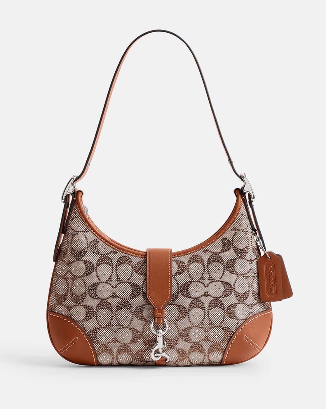 Buy Coach Crystal Signature Jacquard Hamptons Hobo Bag | Brown