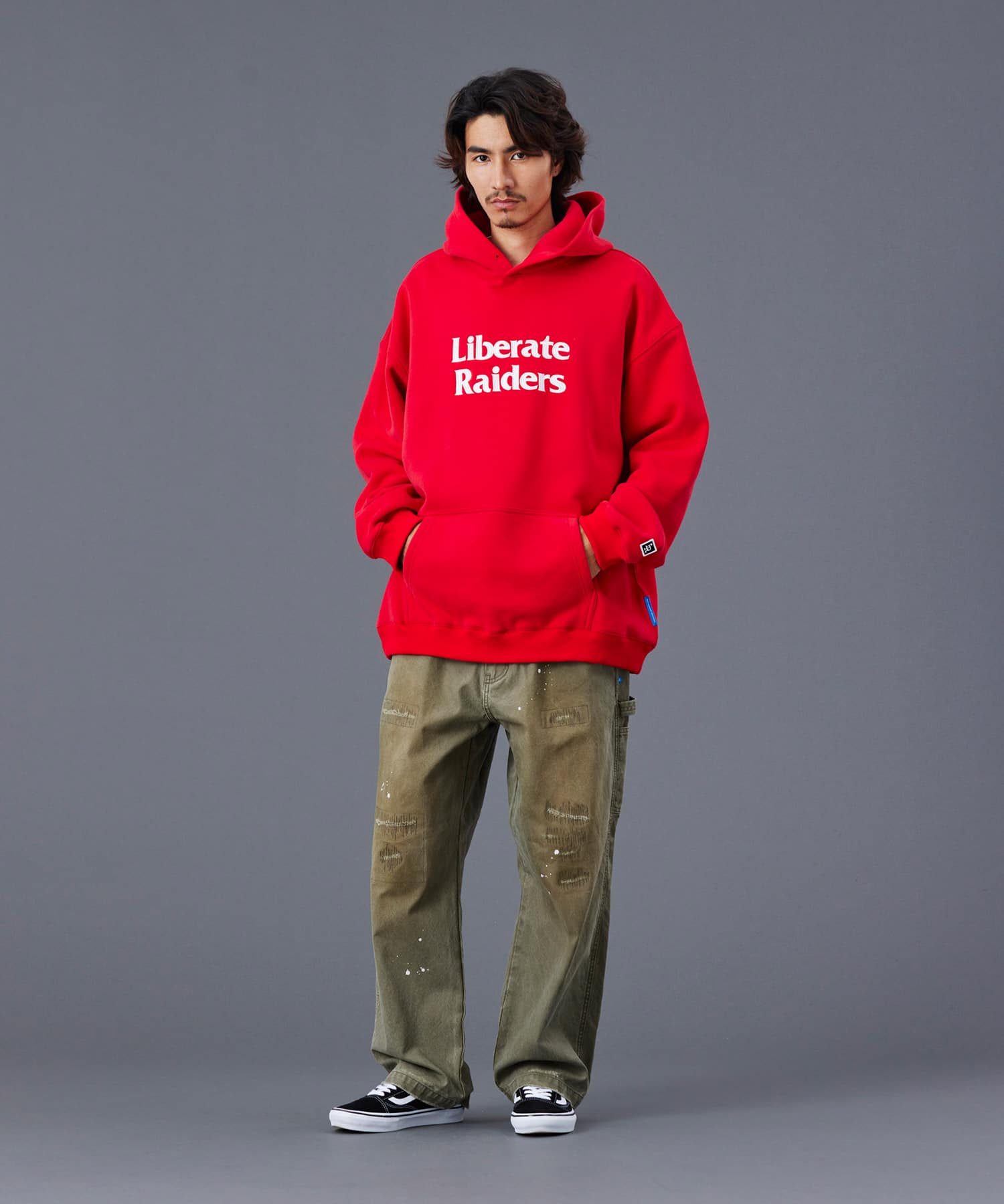 LIBERAIDERS LR EMBROIDERY HOODIE RED（リベレイダース エル アール
