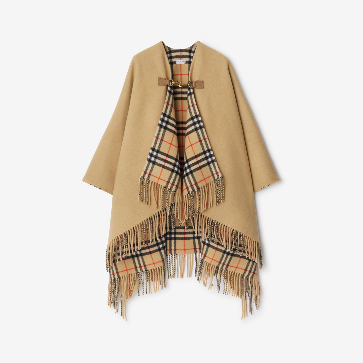 チェック ウールケープ (サンド) | Burberry®公式サイト