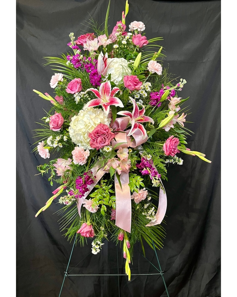 Shades of Pink Standing Spray in Greeneville TN - Flowers by Tammy