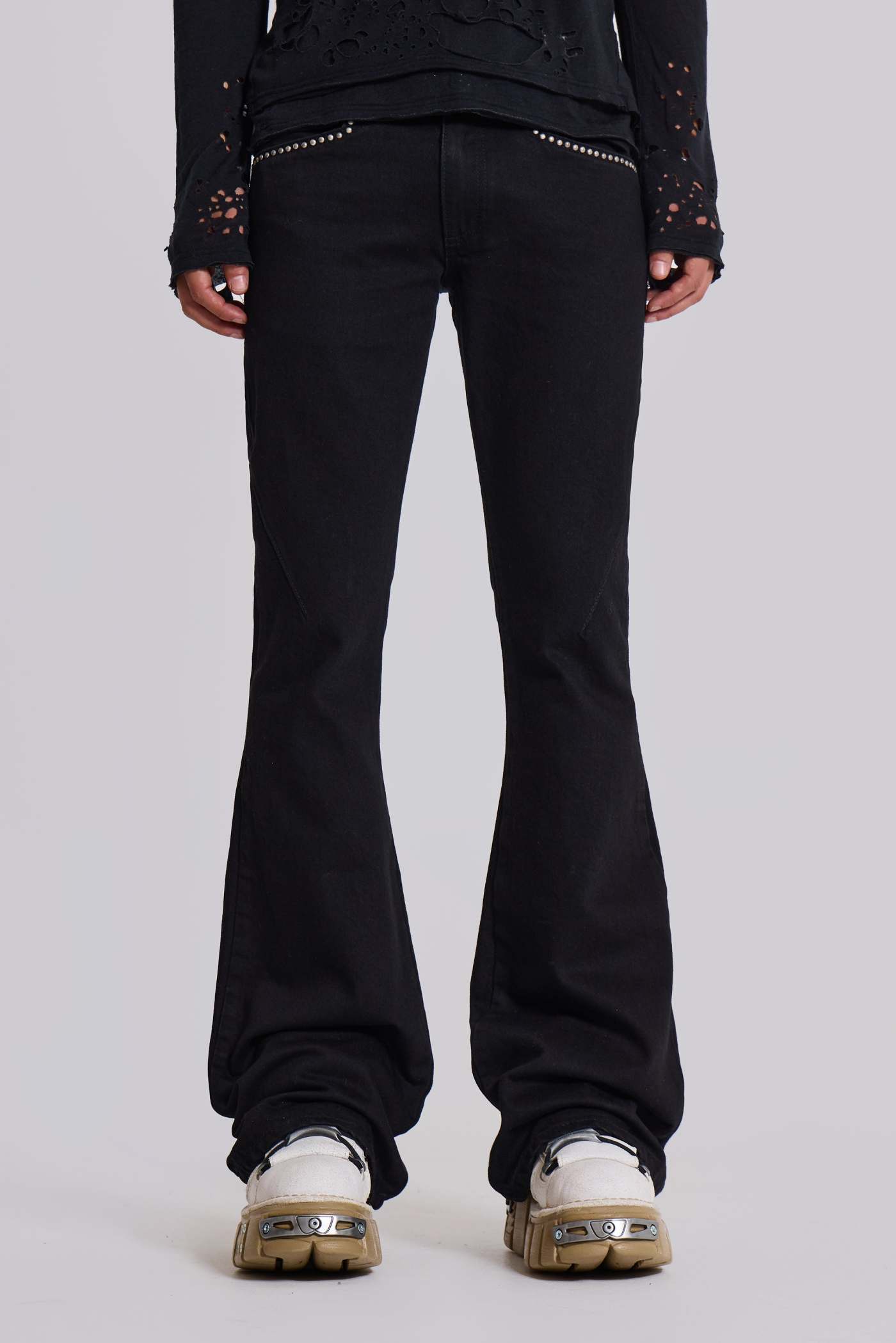 Jet Studded Drift Bootcut Jeans | Jaded London | Clothing