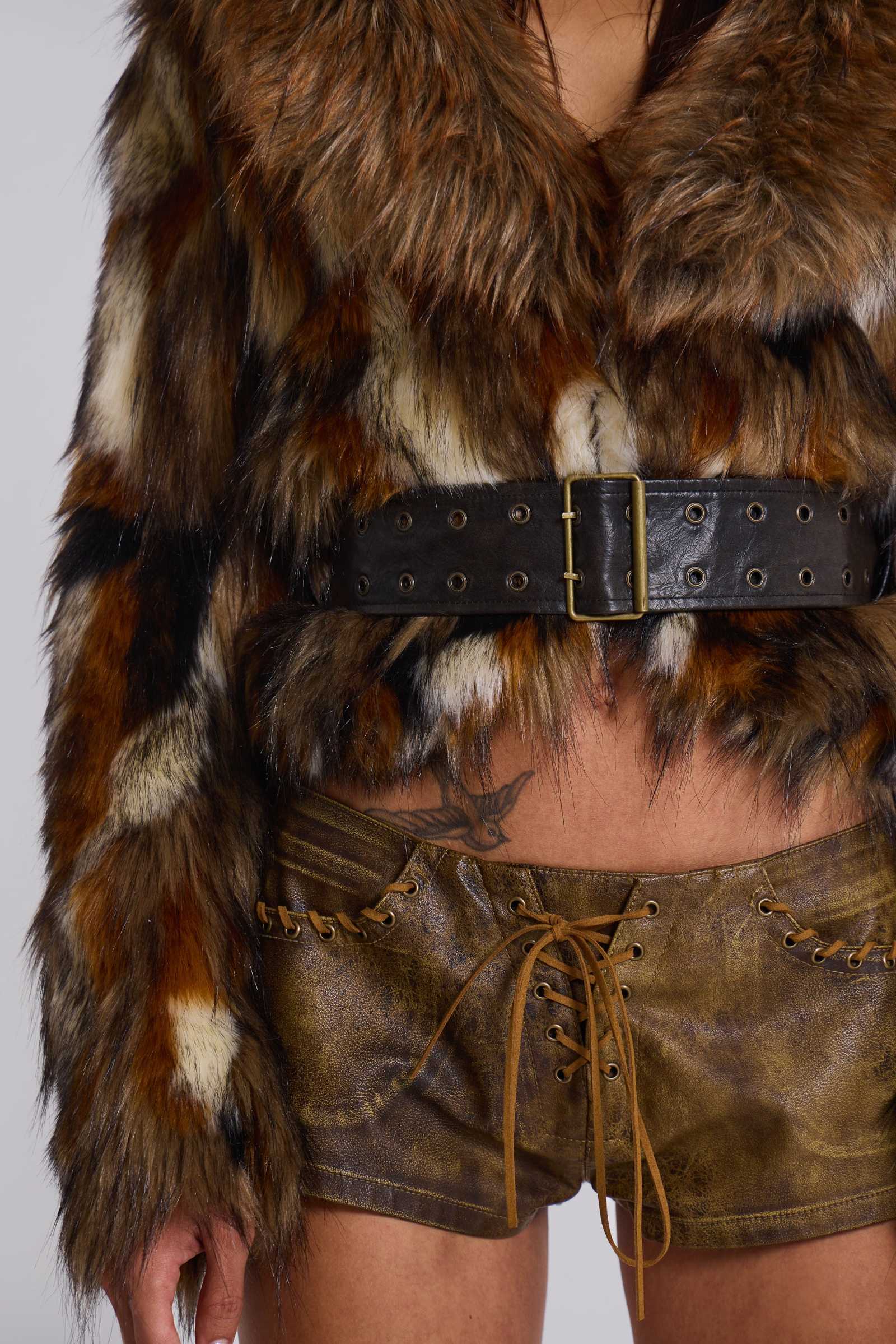 Mesconda Faux Fur Belted Jacket | Jaded London | Clothing