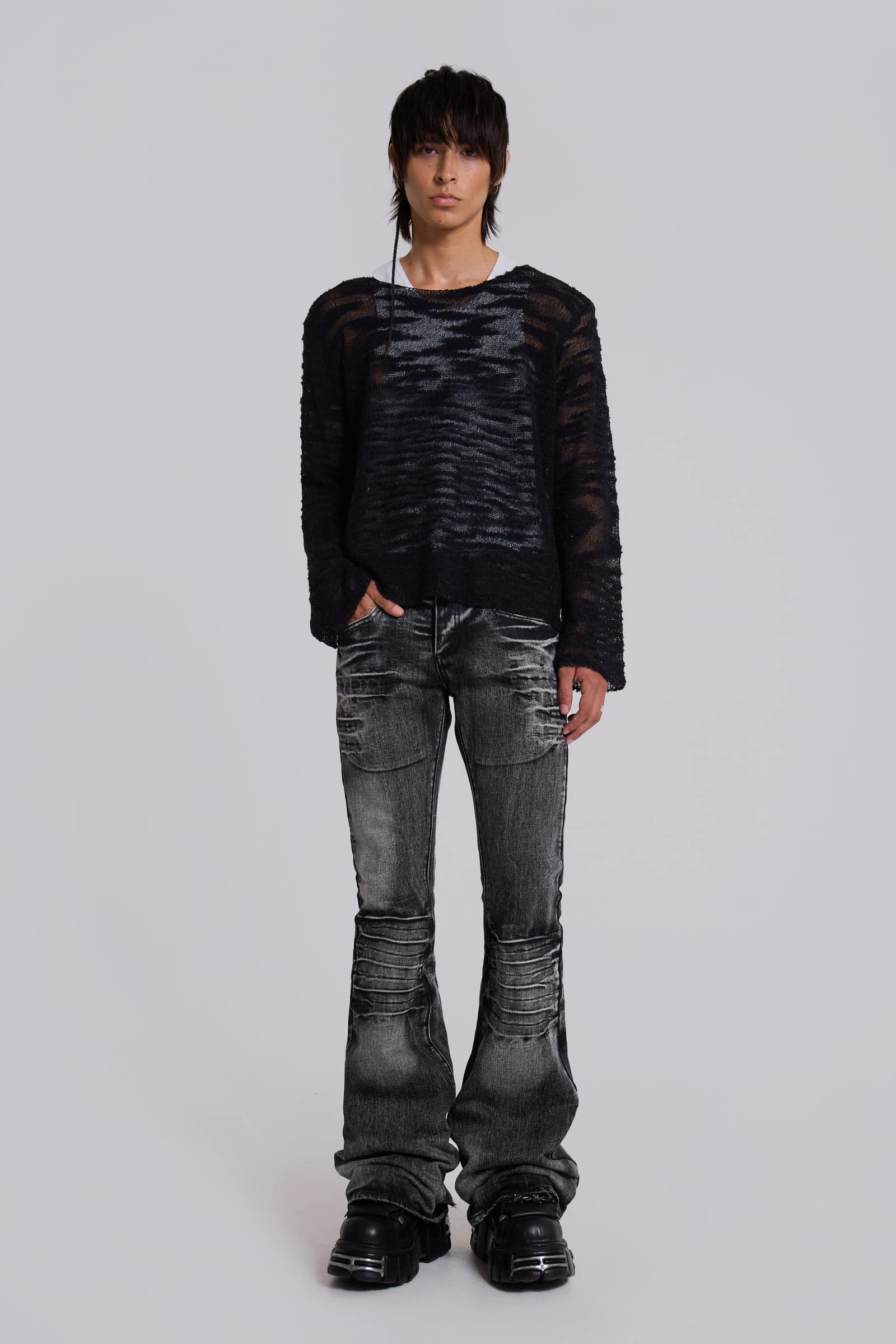 Washed Black Drift Bootcut Jeans | Jaded London | Clothing