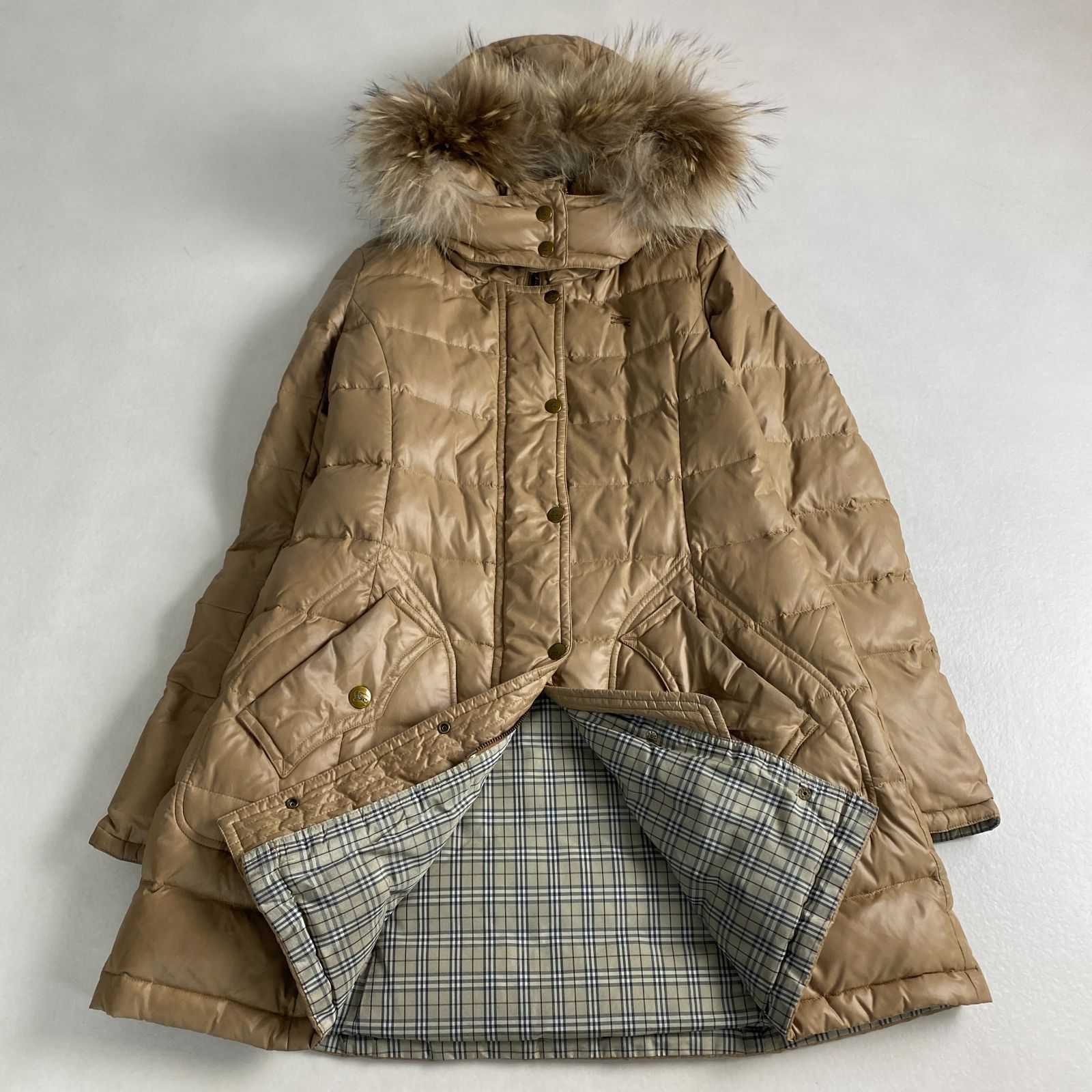 BURBERRY バーバリー ダウンコート ノバチェック エンブレム サイズ38