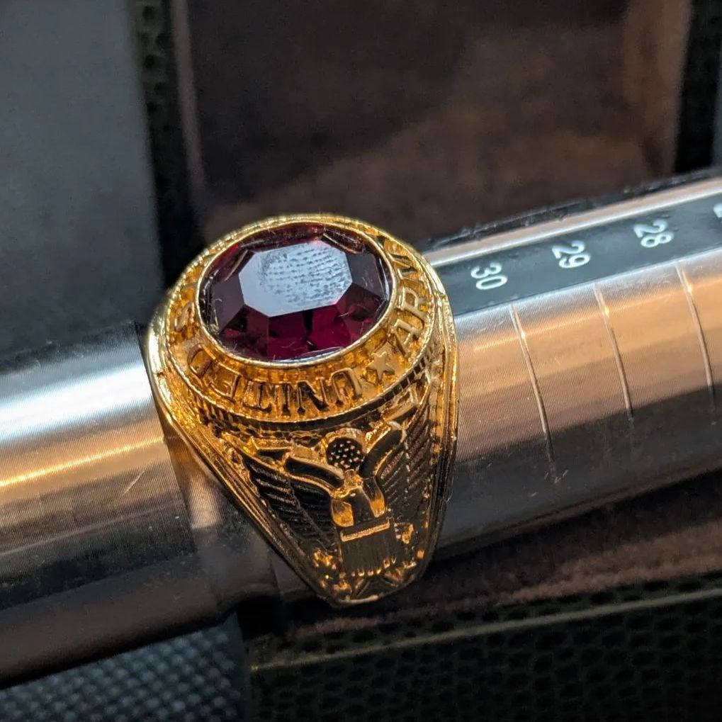 米国 金メッキ アーミーリング US Army 白頭鷲 米陸軍 紋章 クラシック