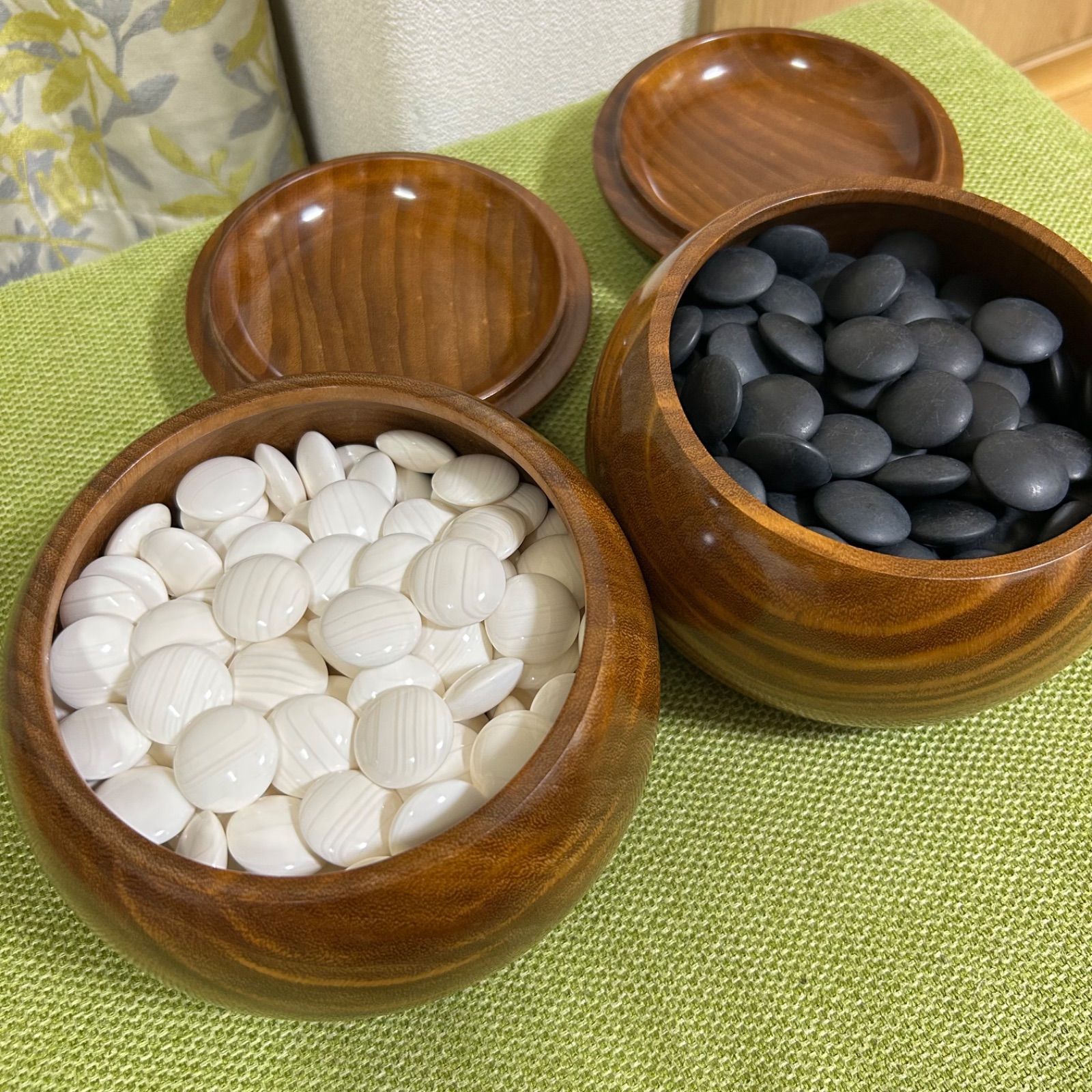 囲碁 碁石 本蛤白 那智黒 碁石セット 蛤碁石 38号 碁笥付き 極厚 レア