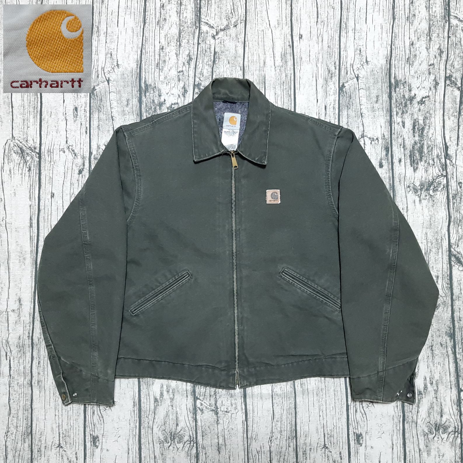 size L】モスグリーン カーハート デトロイトジャケット ノーチェスト