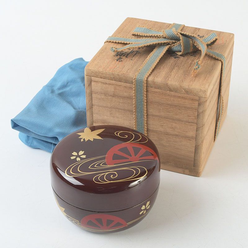 茶道具 蒔絵師 一瓢斎造 片水車蒔絵 平棗 共箱 V S742 - メルカリ