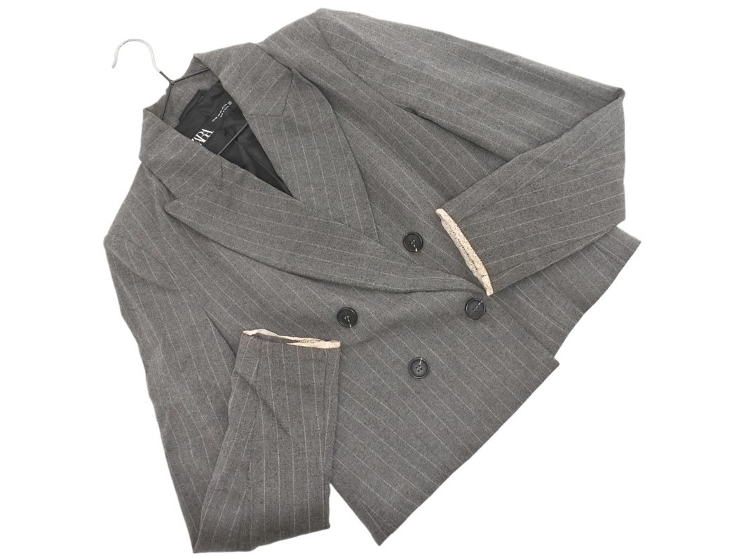 ZARA ザラ ダブルボタン ストライプ ジャケット sizeXS/グレー